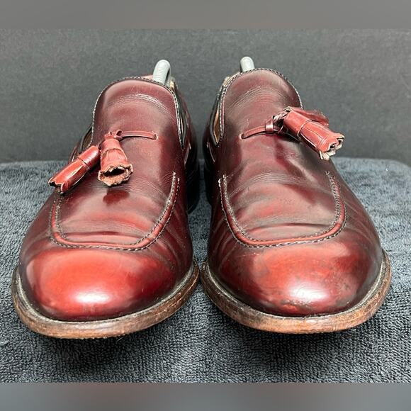 Allen Edmonds Saratoga Tassel Loafers Slip On Shoes Men SZ 11 C Burgundy Leather - Picture 5 of 10